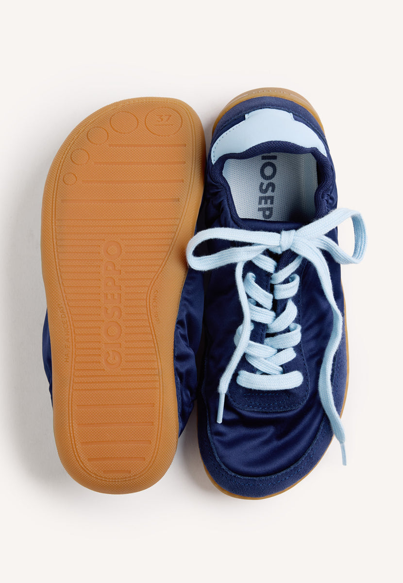 NAVY BLUE BAREFOOT LEATHER SNEAKERS