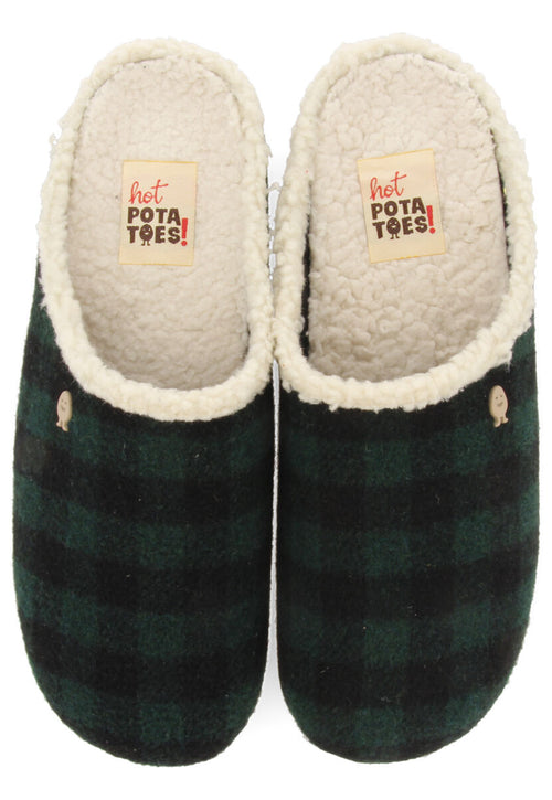 ZAPATILLAS INFANTILES DE ESTAR POR CASA EN COLOR VERDE DE LA COLECCIÓN HOT POTATOES SKOVDE