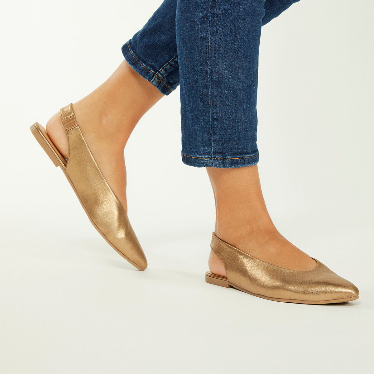 BAILARINAS DESTALONADAS DE PIEL COLOR BRONCE PARA MUJER