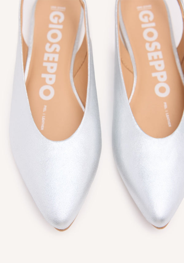 BAILARINAS DESTALONADAS DE PIEL COLOR PLATA PARA MUJER