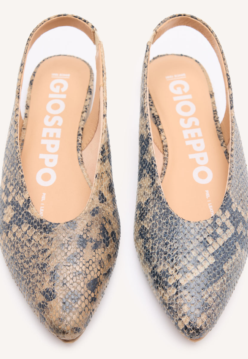 BAILARINAS DESTALONADAS DE PIEL CON PRINT DE SERPIENTE PARA MUJER
