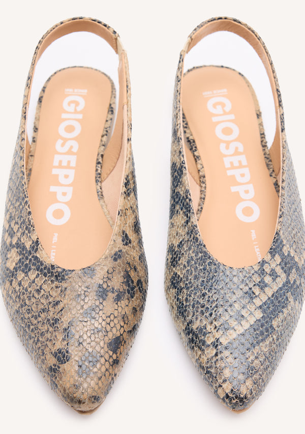 BAILARINAS DESTALONADAS DE PIEL CON PRINT DE SERPIENTE PARA MUJER