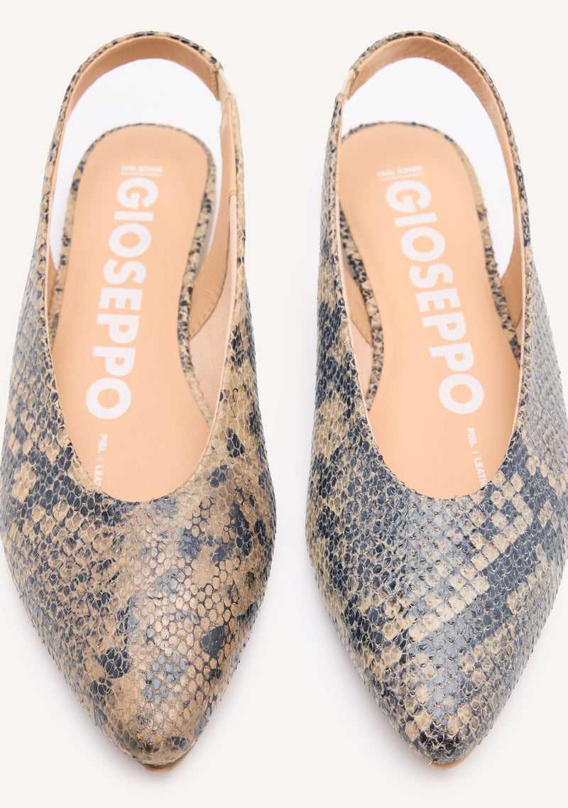 BAILARINAS DESTALONADAS DE PIEL CON PRINT DE SERPIENTE PARA MUJER
