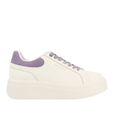 SNEAKERS BLANCAS CON PLATAFORMA Y DETALLES LILAS PARA MUJER