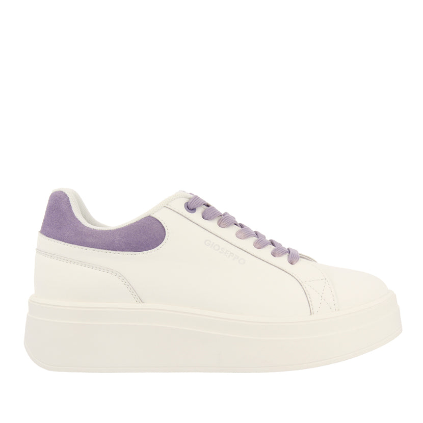 SNEAKERS BLANCAS CON PLATAFORMA Y DETALLES LILAS PARA MUJER