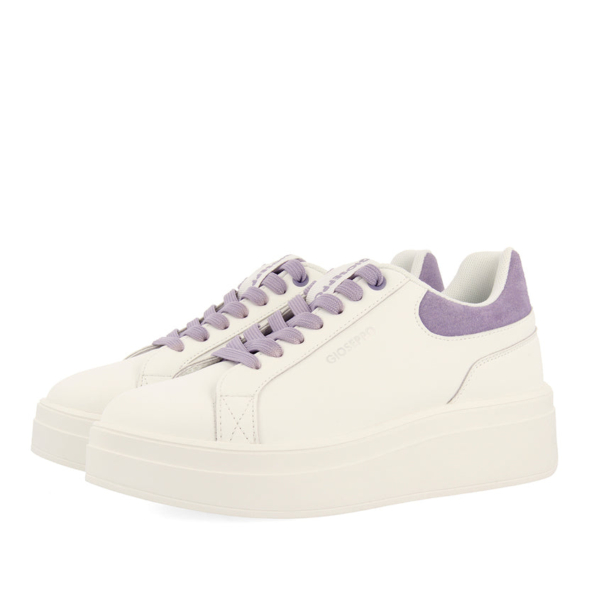 SNEAKERS BLANCAS CON PLATAFORMA Y DETALLES LILAS PARA MUJER