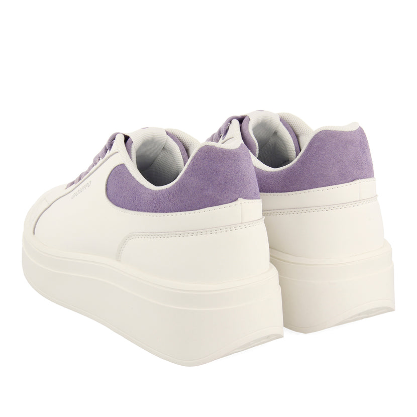 SNEAKERS BLANCAS CON PLATAFORMA Y DETALLES LILAS PARA MUJER