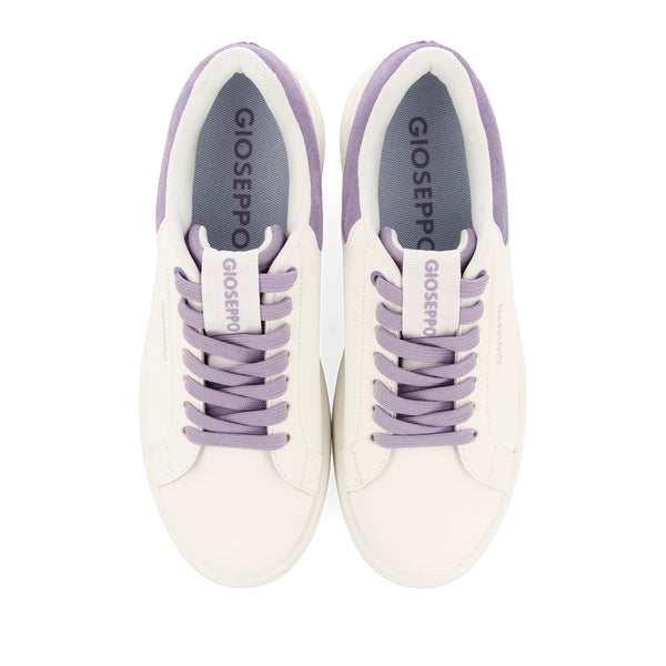SNEAKERS BLANCAS CON PLATAFORMA Y DETALLES LILAS PARA MUJER