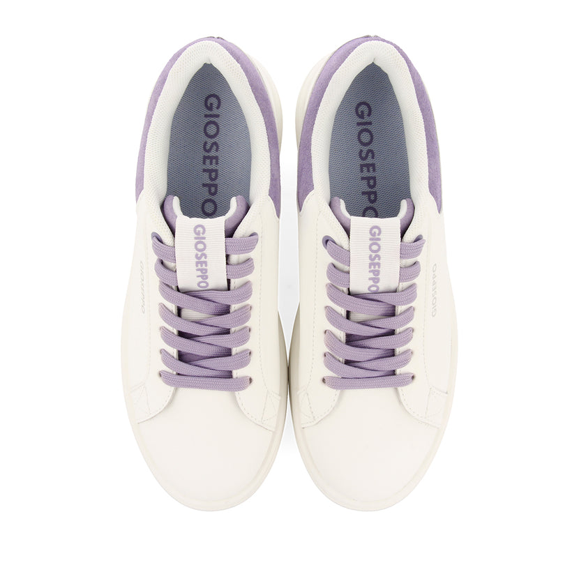 SNEAKERS BLANCAS CON PLATAFORMA Y DETALLES LILAS PARA MUJER