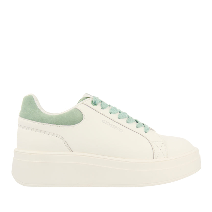 SNEAKERS BLANCAS CON PLATAFORMA Y DETALLES EN COLOR MENTA PARA MUJER