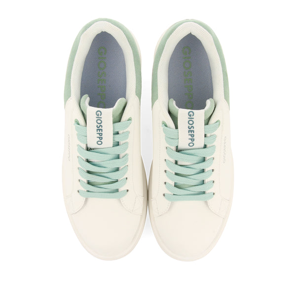 SNEAKERS BLANCAS CON PLATAFORMA Y DETALLES EN COLOR MENTA PARA MUJER