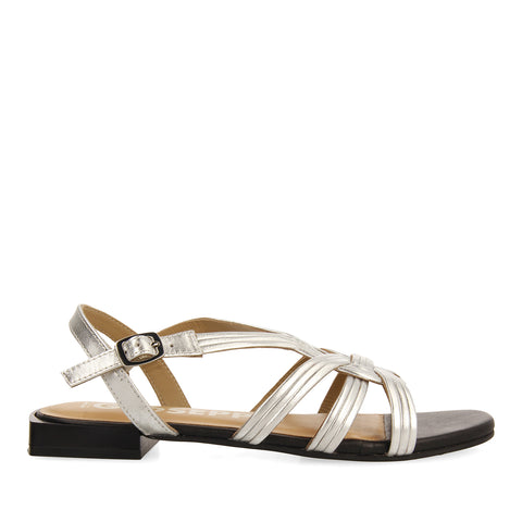 SANDALIAS PLATEADAS DE PIEL PARA MUJER