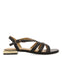 SANDALIAS NEGRAS DE PIEL CON DETALLE DORADO PARA MUJER