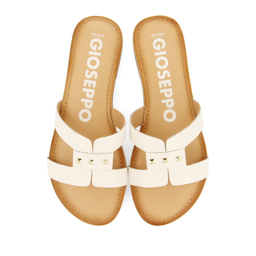 SANDALIAS COLOR OFF-WHITE DE PIEL TIPO PALA PARA MUJER