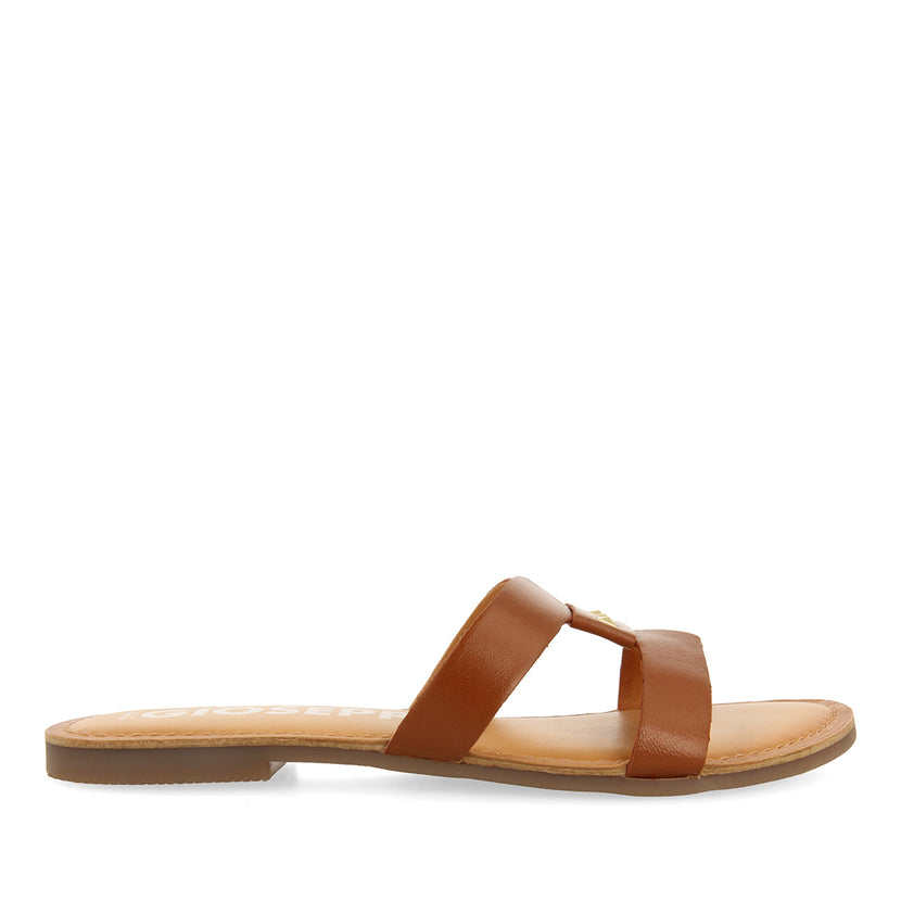 SANDALIAS COLOR CUERO DE PIEL TIPO PALA PARA MUJER
