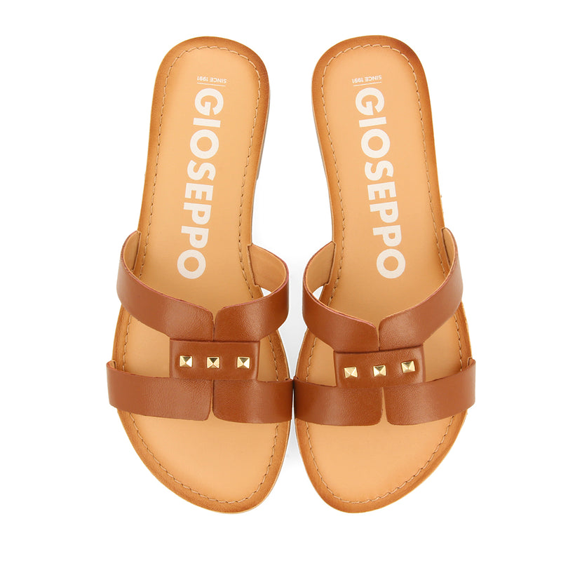 SANDALIAS COLOR CUERO DE PIEL TIPO PALA PARA MUJER