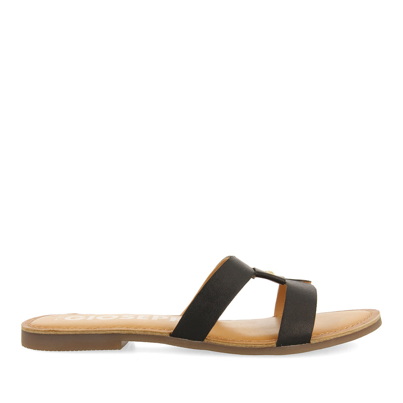 SANDALIAS NEGRAS DE PIEL TIPO PALA PARA MUJER