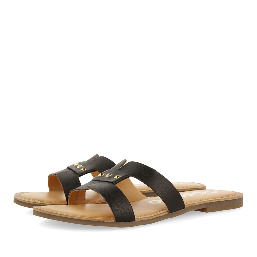 SANDALIAS NEGRAS DE PIEL TIPO PALA PARA MUJER