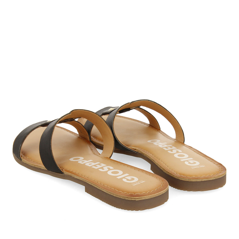 SANDALIAS NEGRAS DE PIEL TIPO PALA PARA MUJER