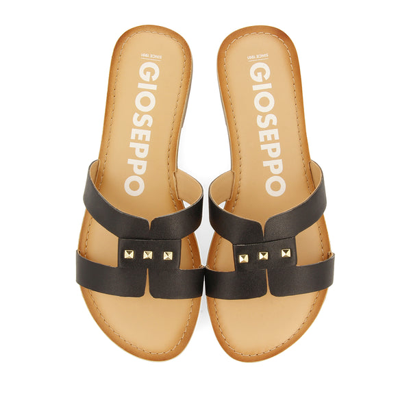 SANDALIAS NEGRAS DE PIEL TIPO PALA PARA MUJER