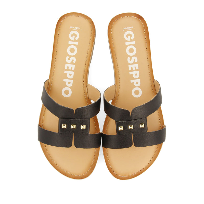 SANDALIAS NEGRAS DE PIEL TIPO PALA PARA MUJER