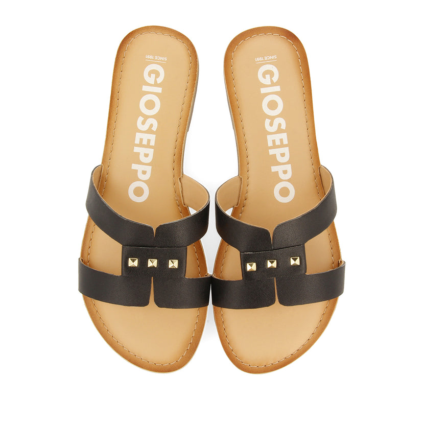 SANDALIAS NEGRAS DE PIEL TIPO PALA PARA MUJER