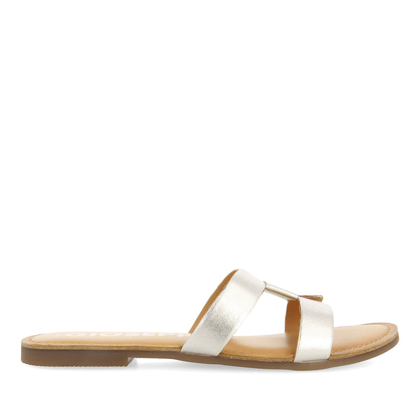 SANDALIAS PLATEADAS DE PIEL TIPO PALA PARA MUJER