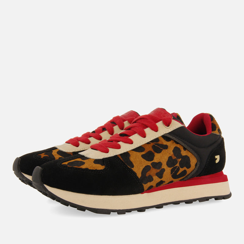 LEOPARD PRINT LEATHER SNEAKERS NOKOMIS