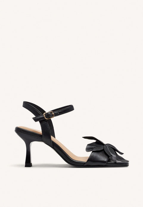 LEATHER BOW HEEL SANDALS