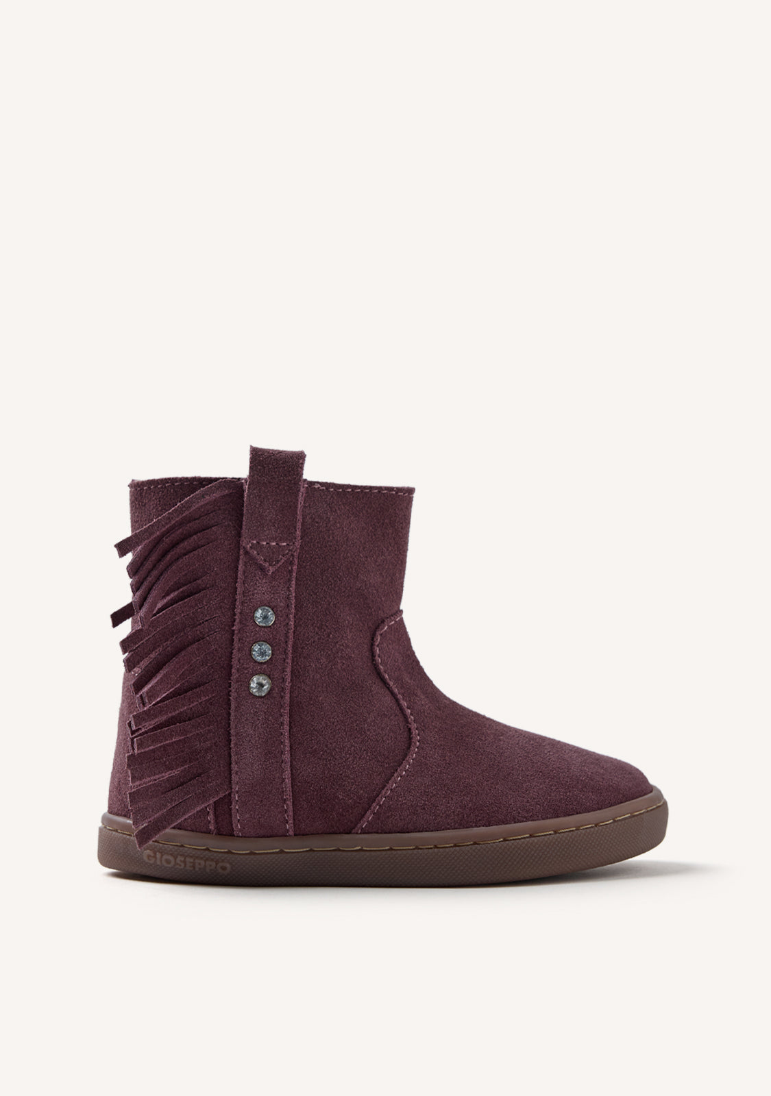 GIOSEPPO BAREFOOT - BOTTINES CUIR DAIM FRANGES ESTRAL