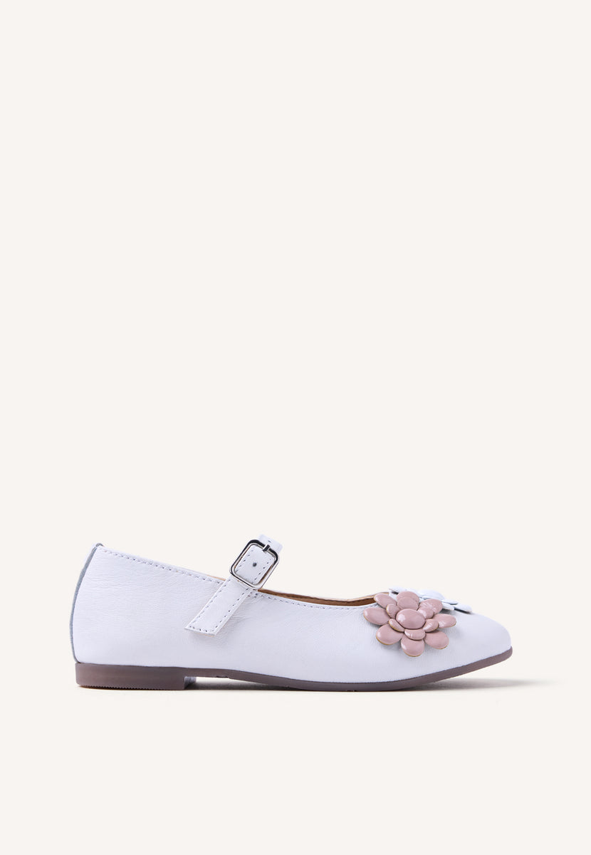 FLOWER LEATHER BALLET FLATS OLDEANI
