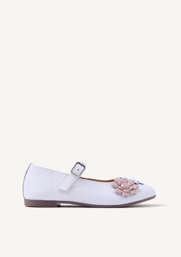 FLOWER LEATHER BALLET FLATS OLDEANI