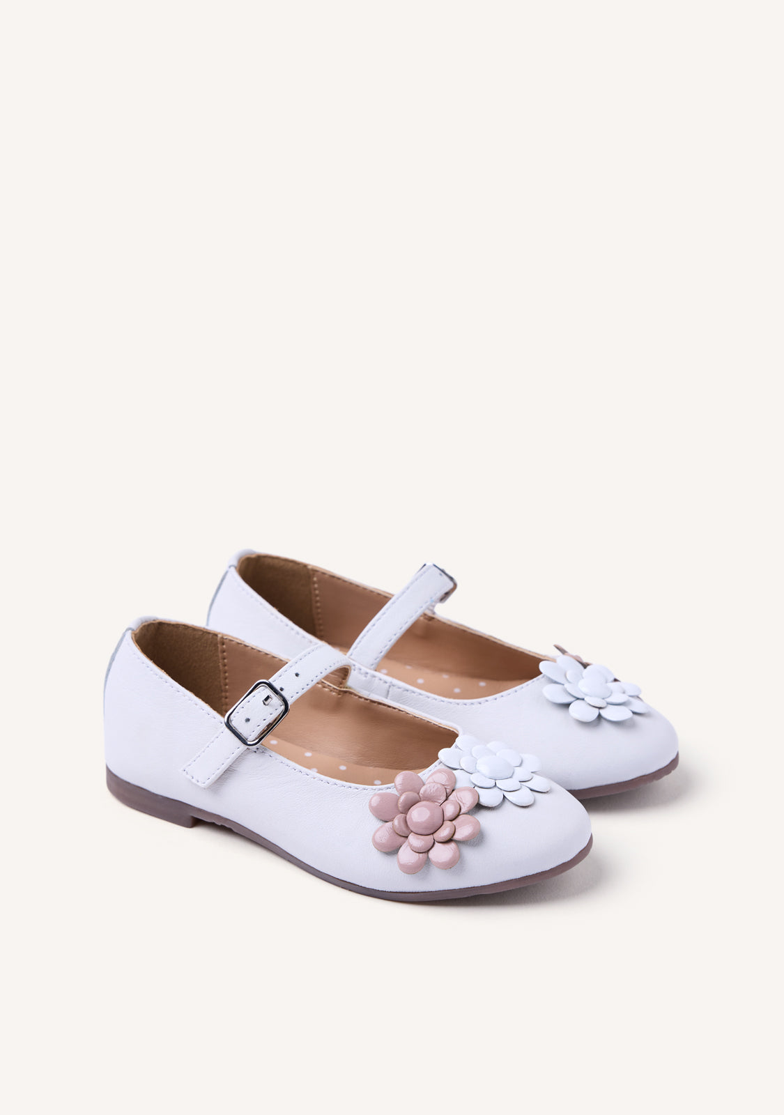 FLOWER LEATHER BALLET FLATS OLDEANI