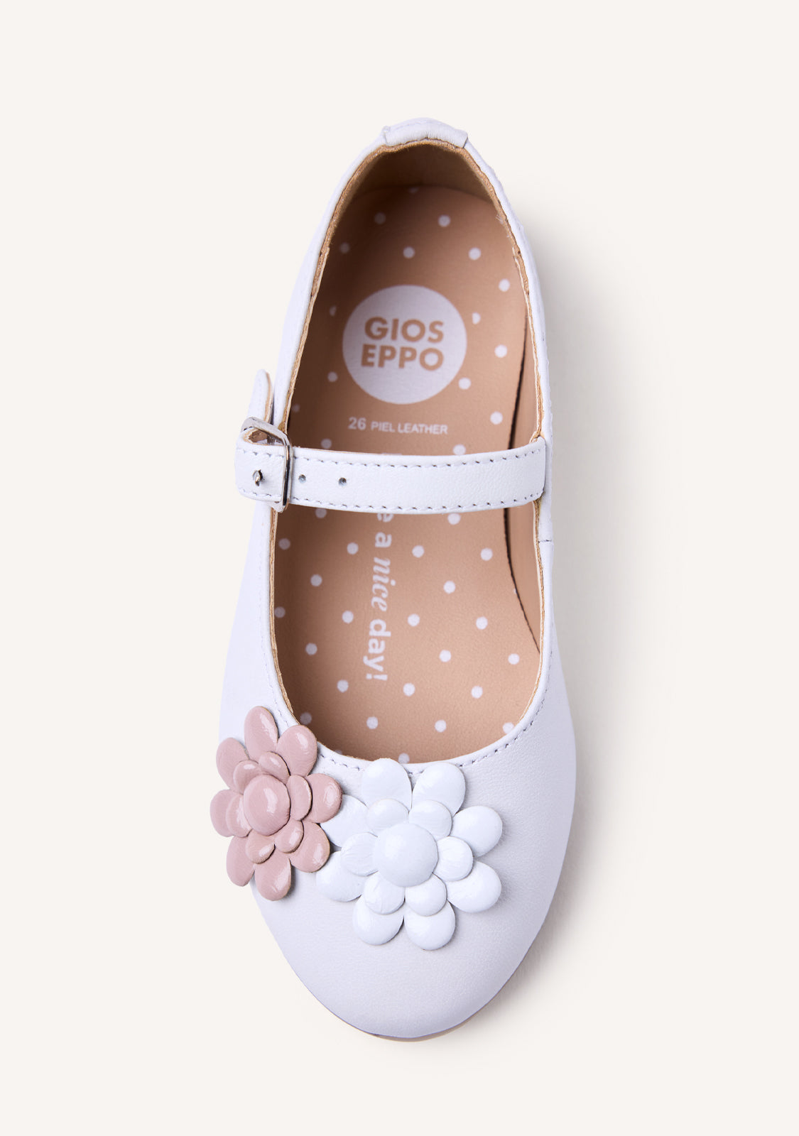 FLOWER LEATHER BALLET FLATS OLDEANI