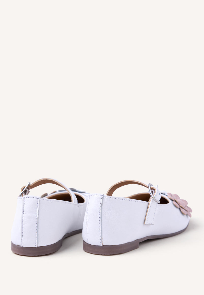 FLOWER LEATHER BALLET FLATS OLDEANI