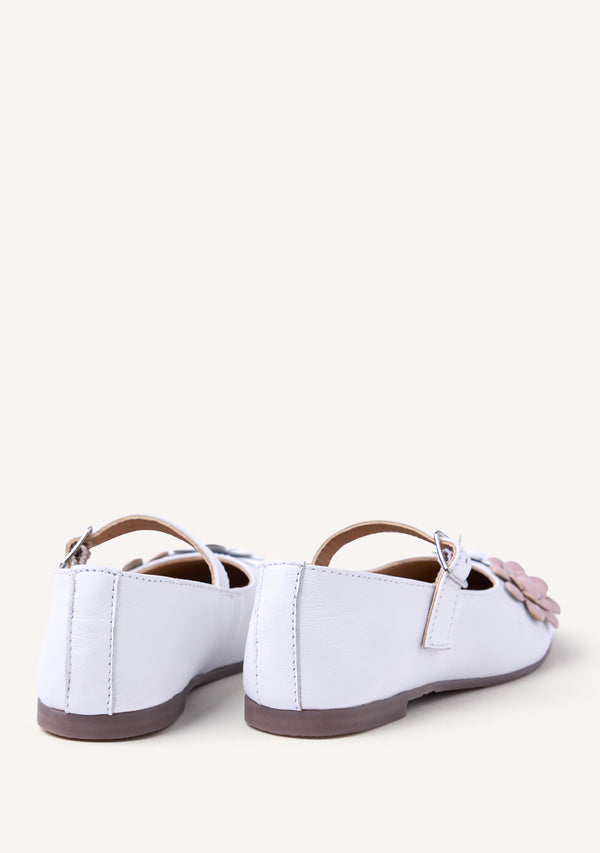 FLOWER LEATHER BALLET FLATS OLDEANI