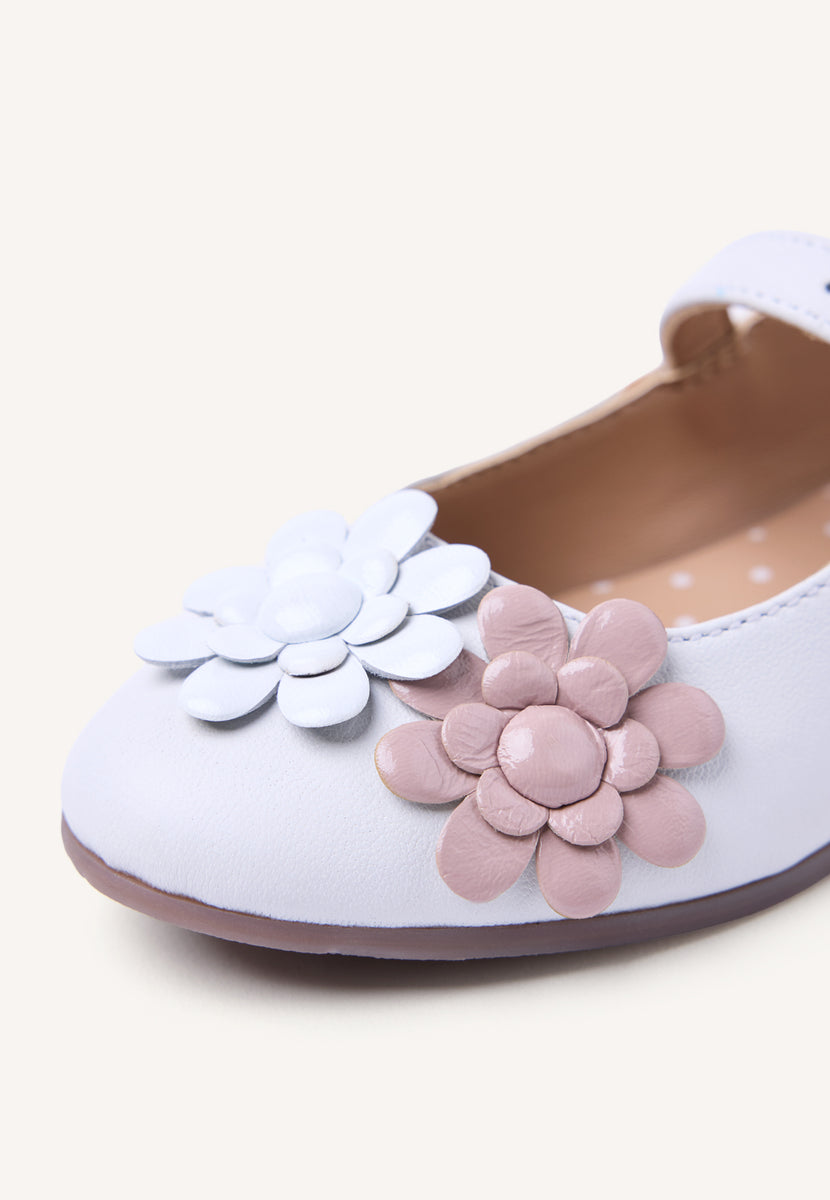 FLOWER LEATHER BALLET FLATS OLDEANI
