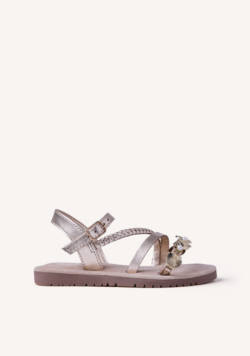 BEADED AND SHINY LEATHER SANDALS ERDUT