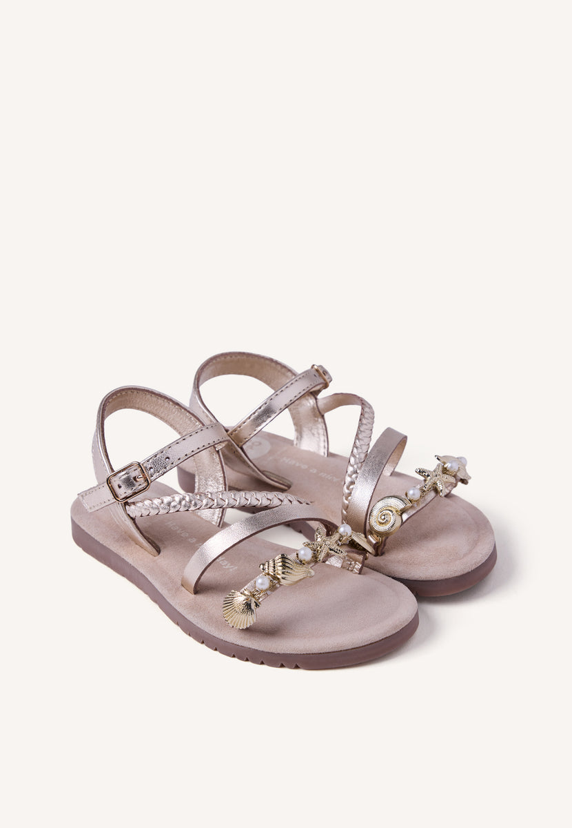 SANDALIAS PIEL BRILLO Y ABALORIOS ERDUT