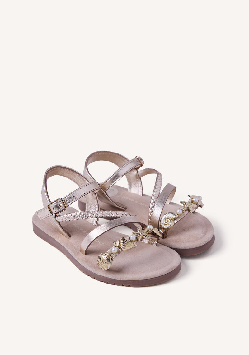 BEADED AND SHINY LEATHER SANDALS ERDUT