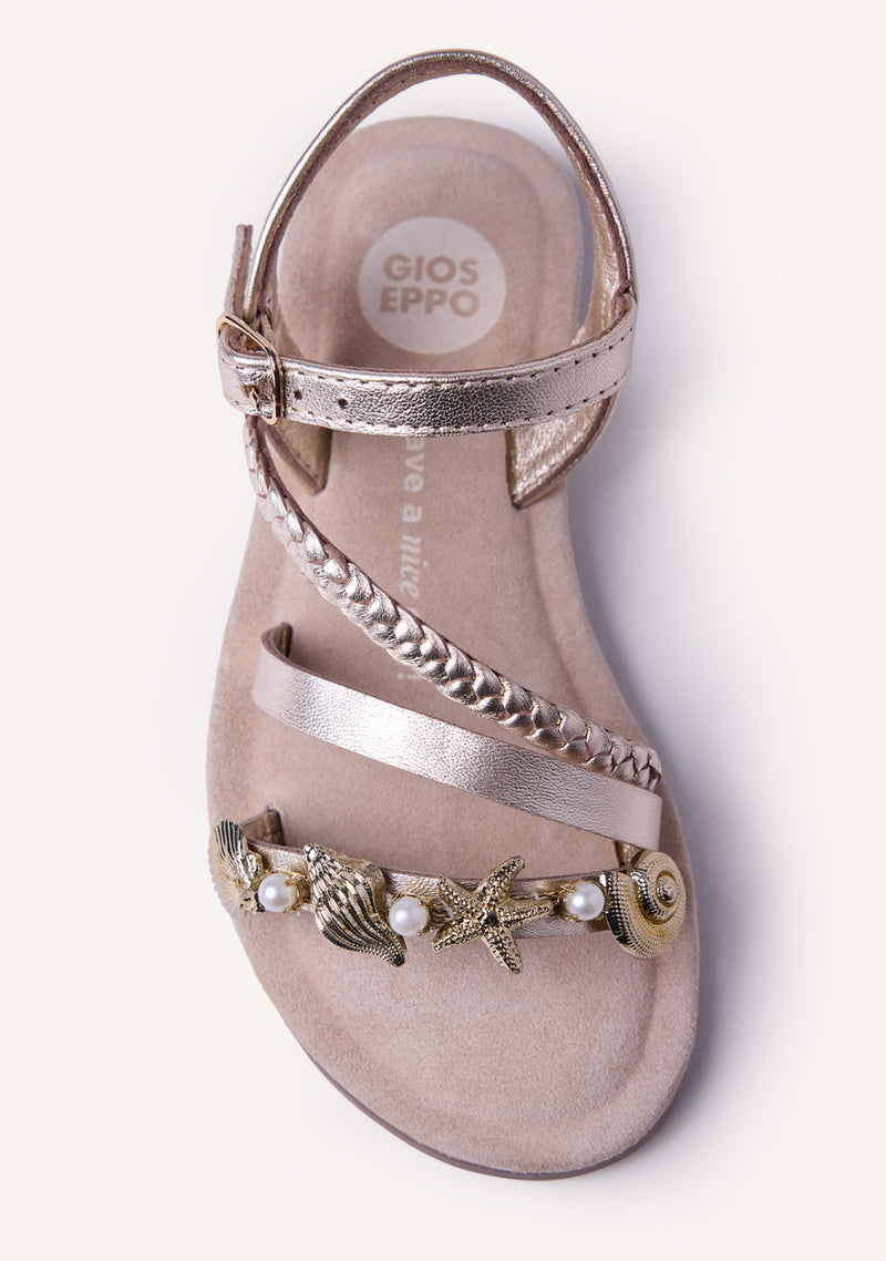 BEADED AND SHINY LEATHER SANDALS ERDUT