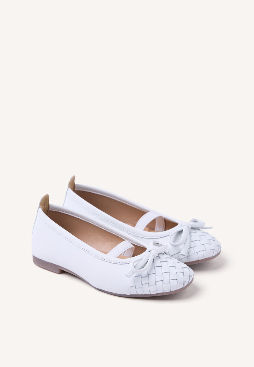 BRAIDED SHINY LEATHER BALLET FLATS LARE