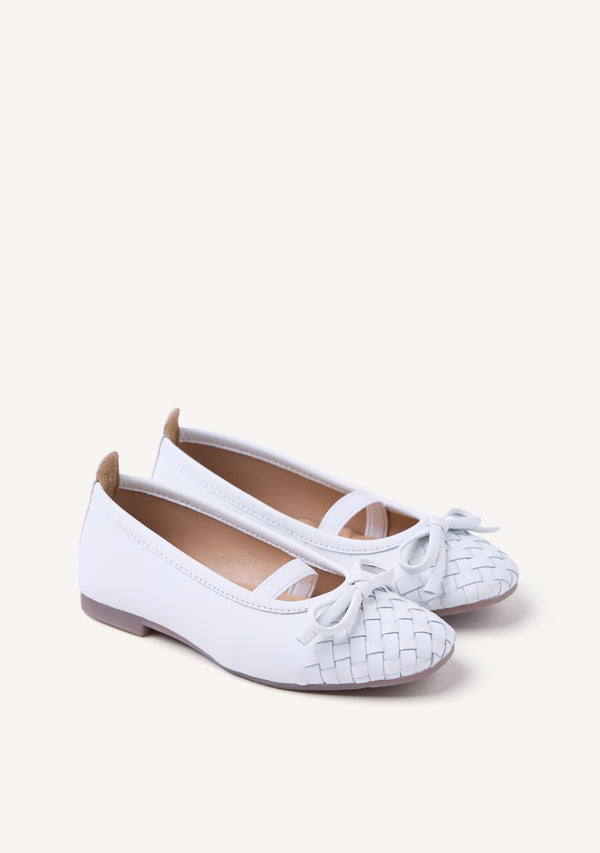 BRAIDED SHINY LEATHER BALLET FLATS LARE