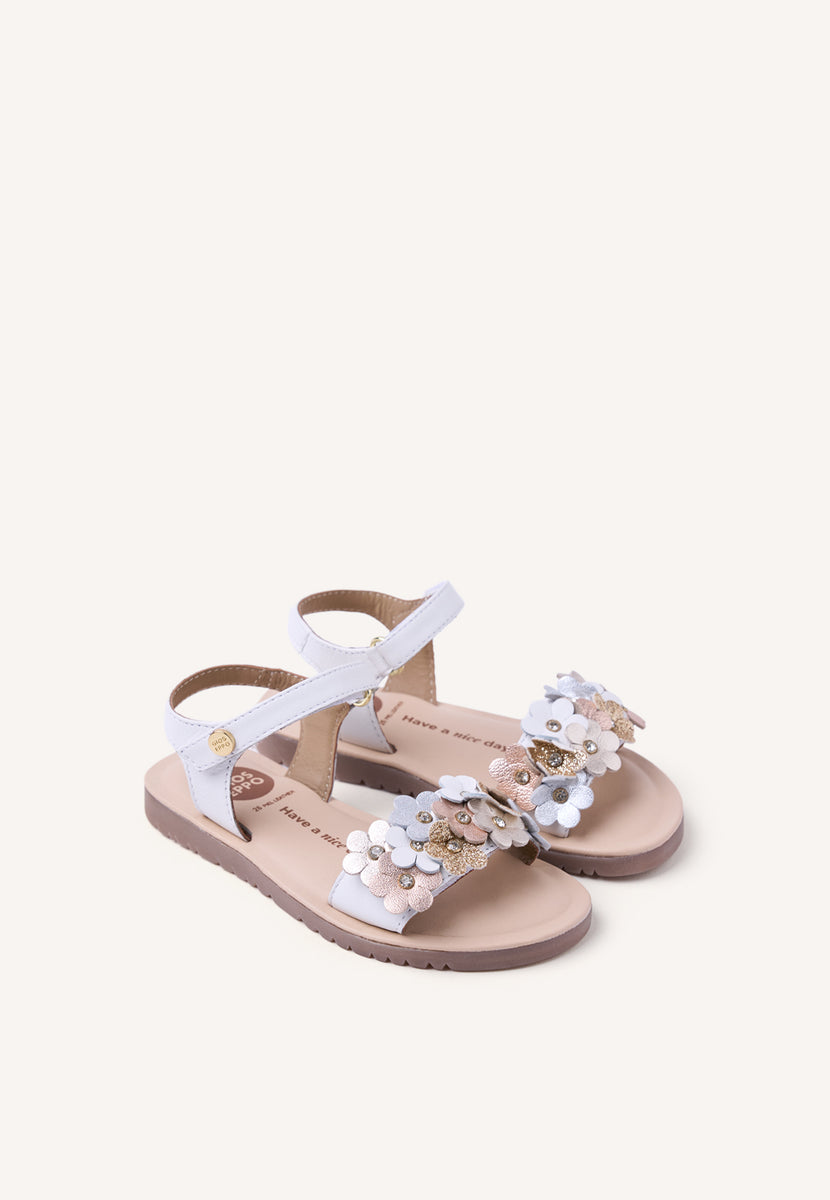 SANDALIAS PIEL FLORES GRADINA