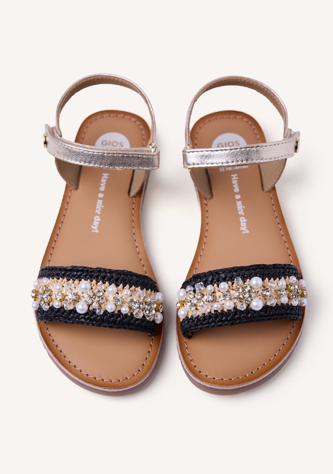 LEATHER AND RAFFIA SANDALS CHARMS SOLWAY