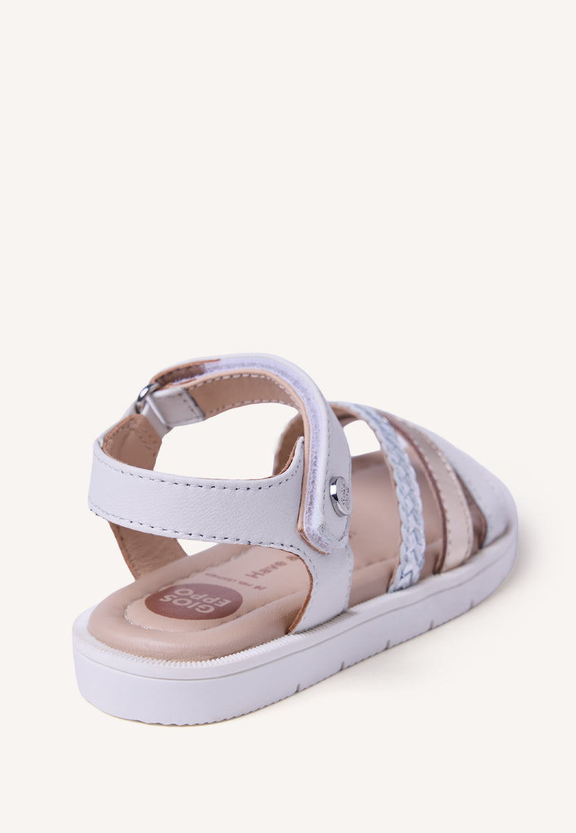 SANDALIAS PIEL TRENZADA BRILLO BUKOBA