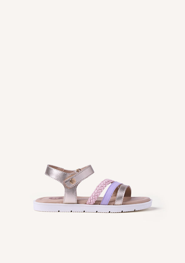 SANDALIAS PIEL TRENZADA BRILLO BUKOBA