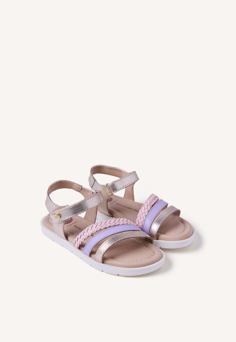 SANDALIAS PIEL TRENZADA BRILLO BUKOBA