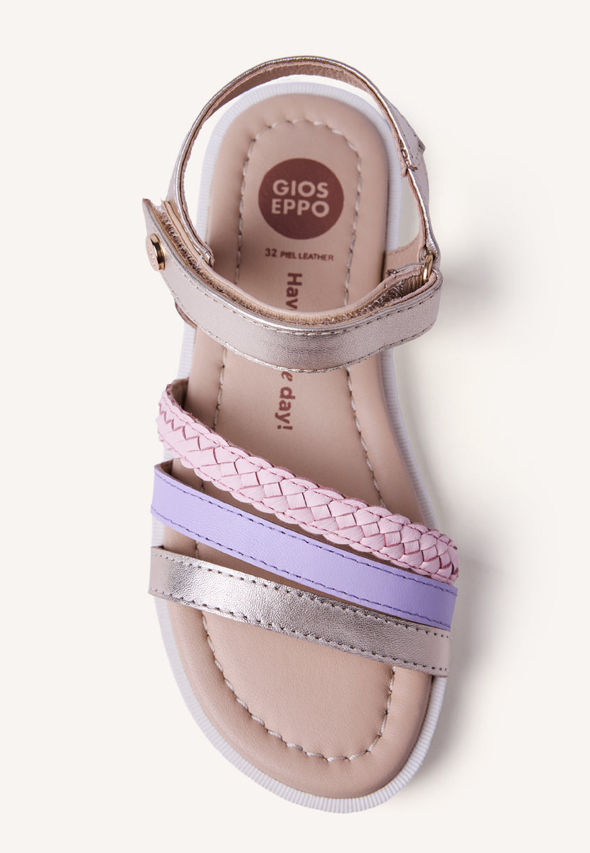 SANDALIAS PIEL TRENZADA BRILLO BUKOBA