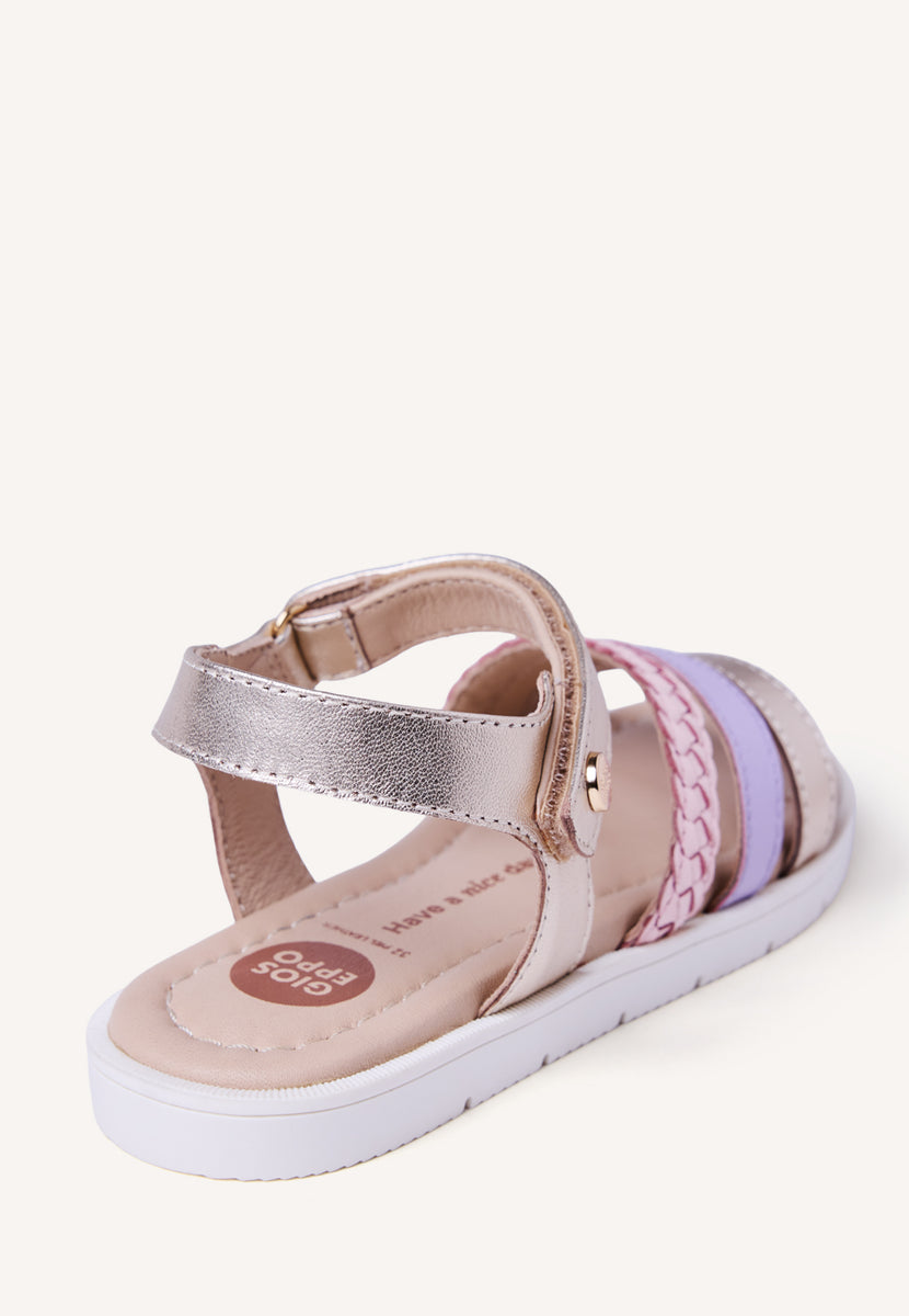 SANDALIAS PIEL TRENZADA BRILLO BUKOBA